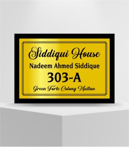 Golden Steel Engraving House Name Plate - Timeless Elegance for Your Home